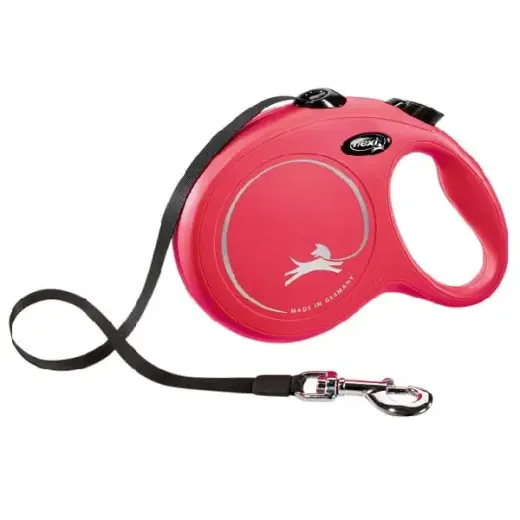 Inertia leash for dogs : Trixie Flexi New Classic, tape leash, L: 5 m, red