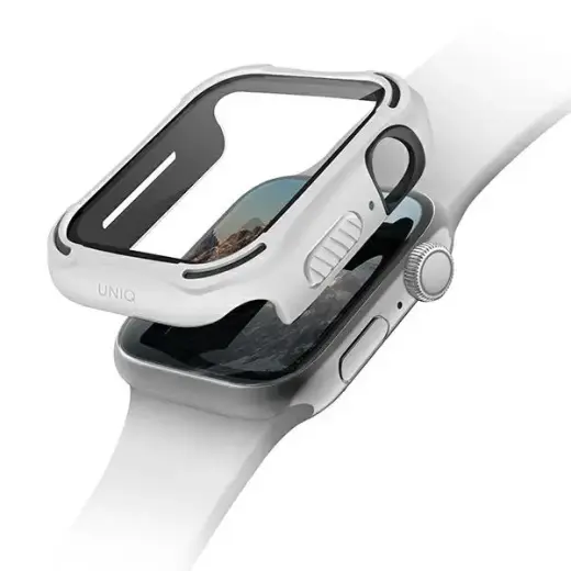 UNIQ Torres viedpulksteņa maciņš (apvalks) priekš Apple Watch Series 4/5/6/SE (40 mm) | ar iebūvētu stiklu | balts