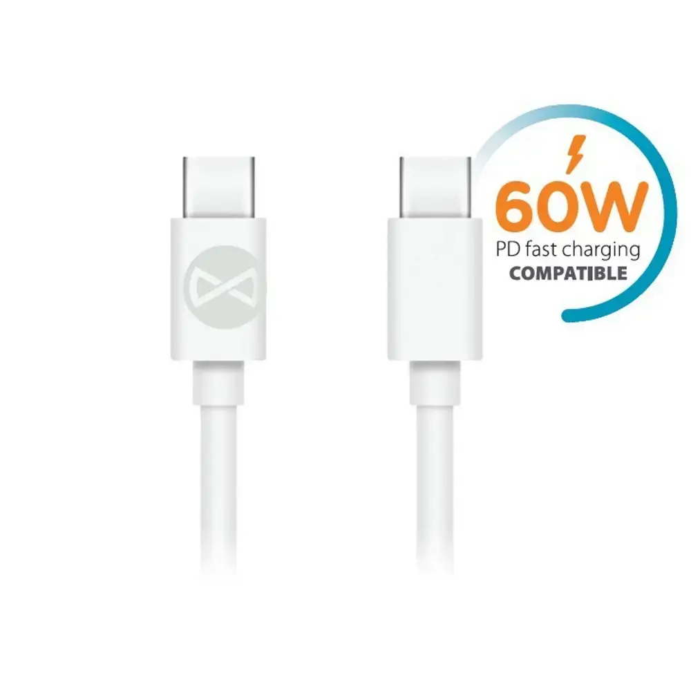 Forever datu pārraides un uzlādes vads | USB-C uz USB-C | 20W | 1m | balts