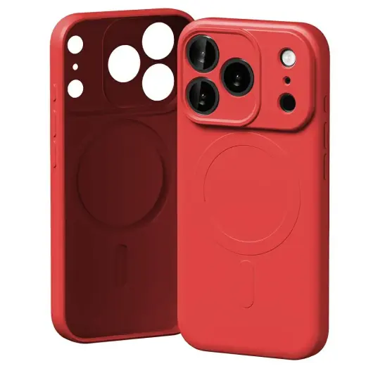 Mercury Semi-Silicone phone case with MagSafe support for iPhone 17 Pro red