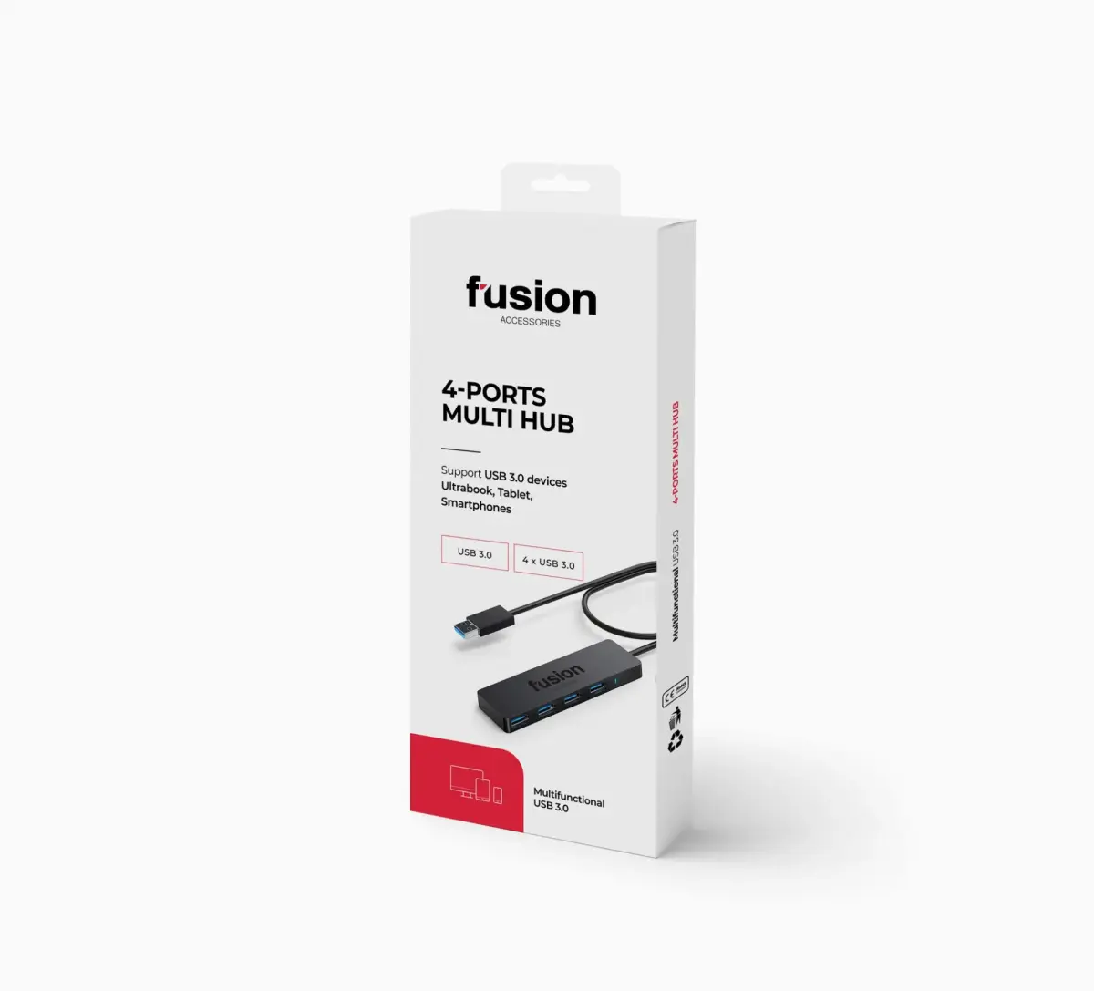 Fusion USB 3.0 to 4 x USB 3.0 splitter 5 Gbps black (EU Blister)