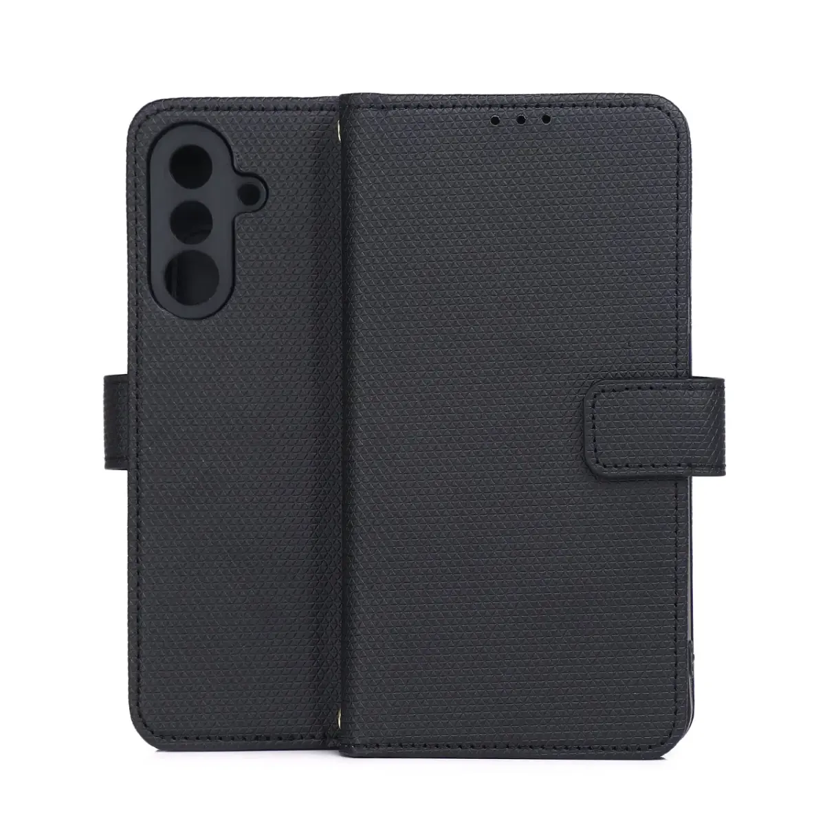 Smart Triangle knyginio tipo telefono dėklas Samsung Galaxy A36 5G (A366) | A56 (A566) juodas