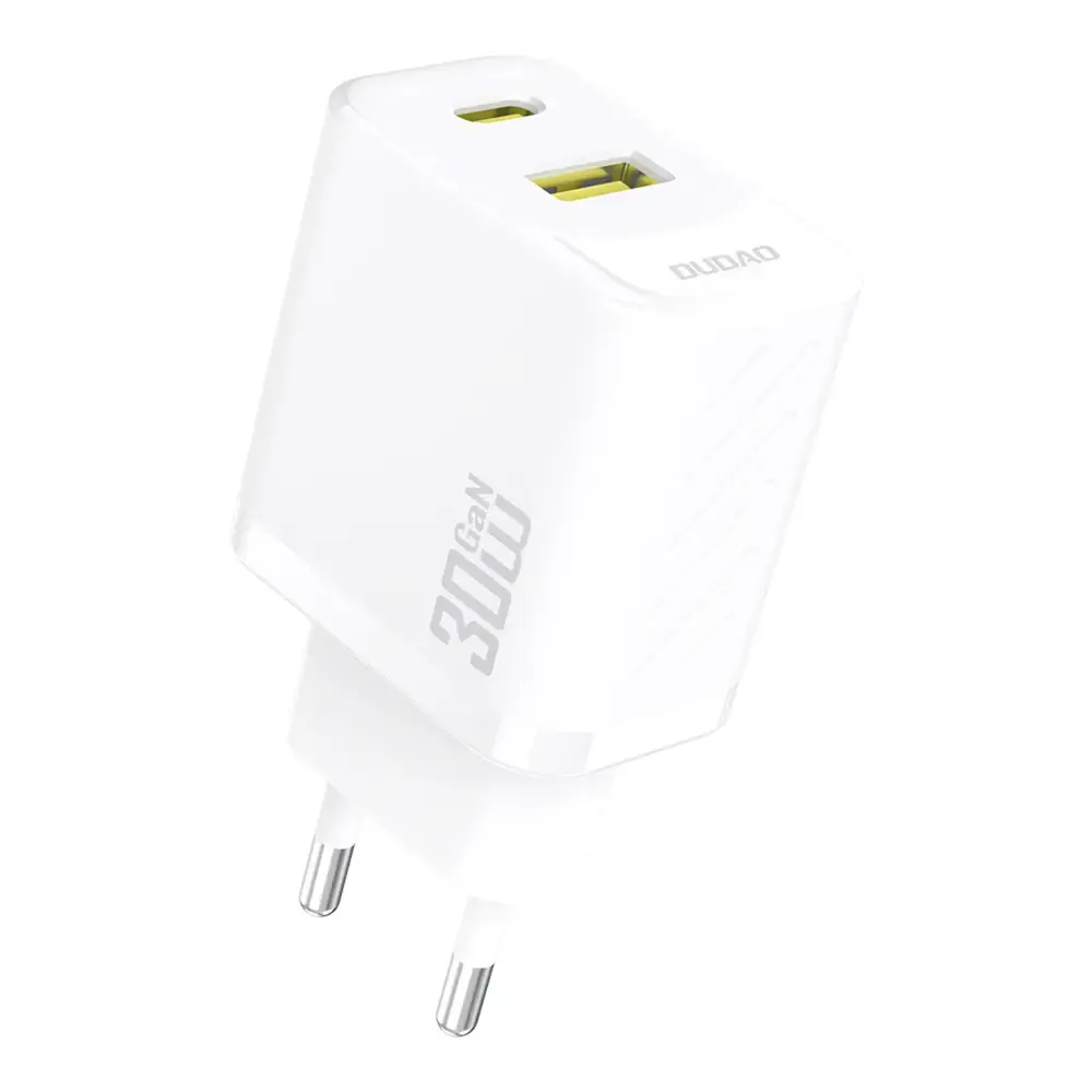 Зарядное устройство Dudao A27TEU | 30W | PD, GaN | USB-C, USB-A | белое