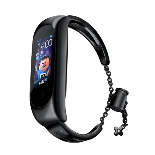 Fusion Accessories Metal Bracelet išmaniojo laikrodžio dirželis Xiaomi Mi Band 3/4/5/6 | nerūdijantis plienas | juodas