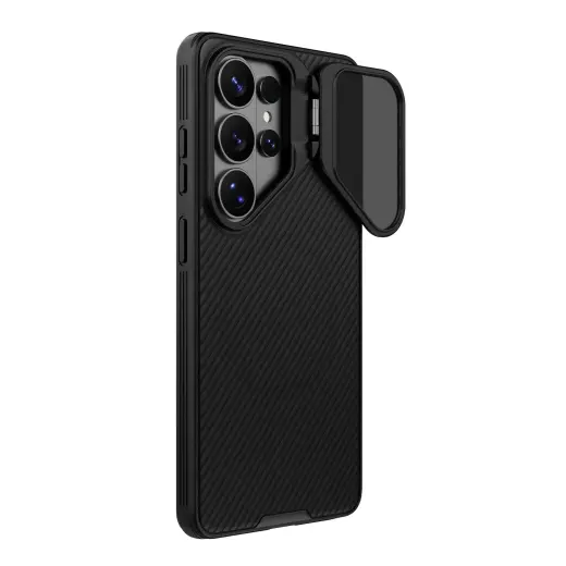 Nillkin CamShield Prop telefono dėklas su stovu Samsung Galaxy S26 Ultra (S948) juodas (su kameros apsauga)
