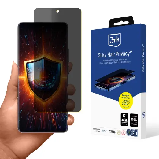 3mk Silky Matt Privacy aizsargplēve telefona ekrānam Realme 14 Pro (privātuma efekts)