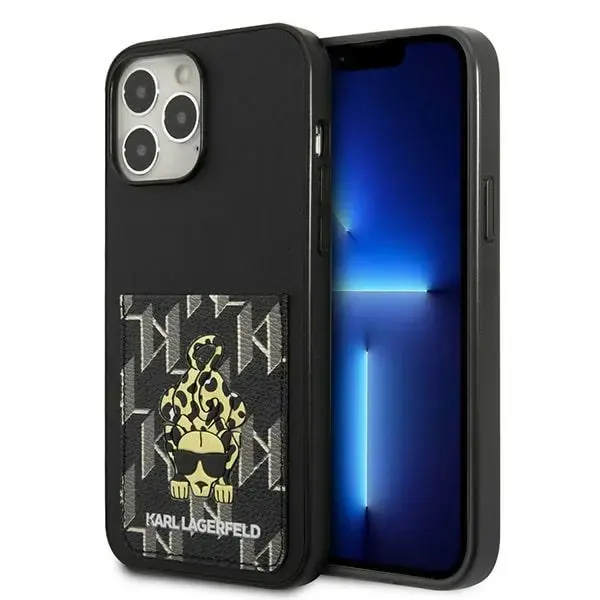 Karl Lagerfeld KLHCP13XCANCNK Karlimals Cardslot grāmatveida maciņš telefonam iPhone 13 Pro Max melns