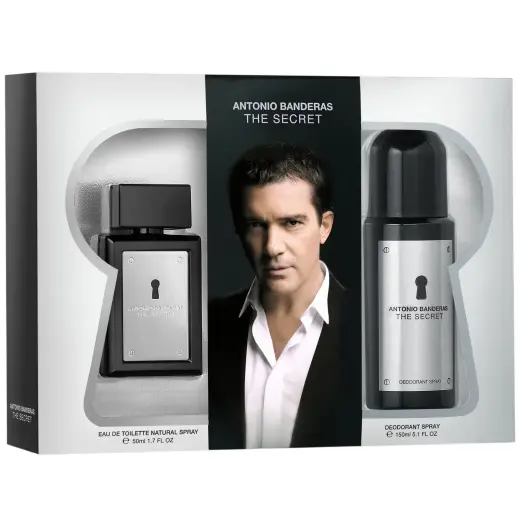 Set Antonio Banderas: The Secret, Eau De Toilette, For Men, 50 ml + The Secret, Anti-Perspirant, Deodorant Spray, For Men, 150 ml