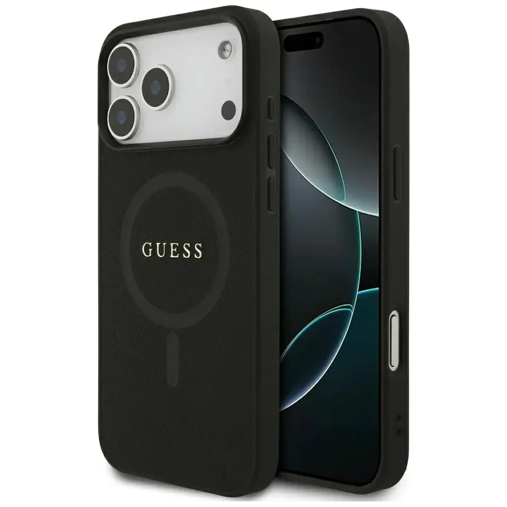 Guess Saffiano Classic Logo MagSafe Case for iPhone 17 Pro Max / 18 Pro Max - Black