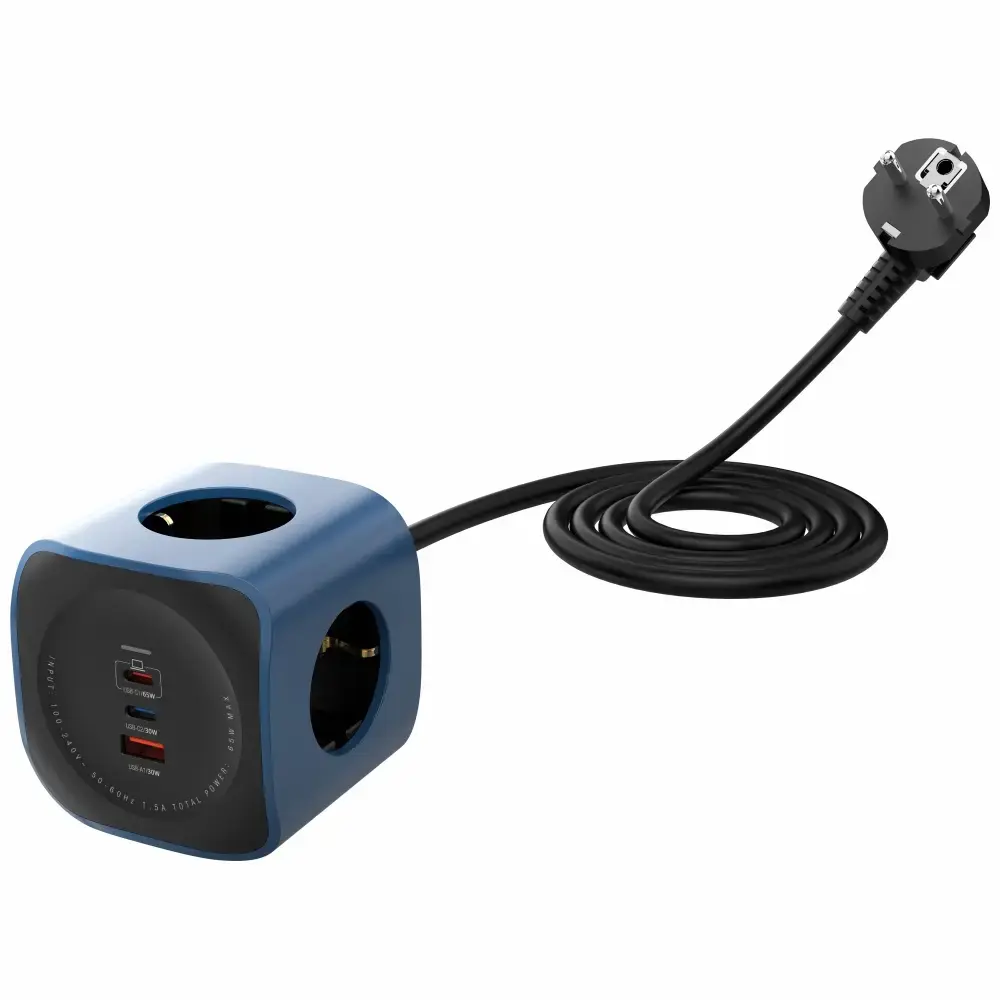 Cellline Power Socket Cube 6in1 2500W USB/2xUSB-C 65W blue