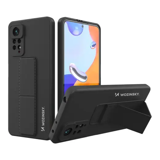 Wozinsky Kickstand Case silicone case with stand Xiaomi Redmi Note 11 Pro case black