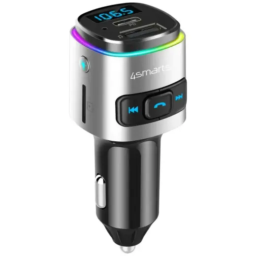 Car Charger  4smarts Media&Assist 2 FM Bluetooth with Multimedia Input and Hands-Free Function silve