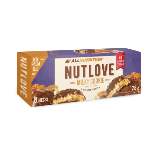 Cepumi NUTLOVE Milky, ar karameļu zemesriekstiem, bez cukura, 128g