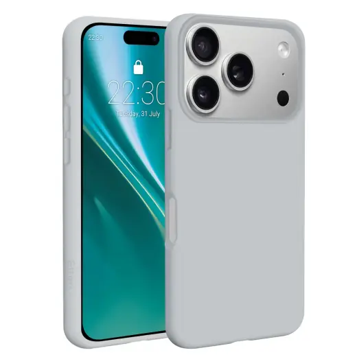 Etteri Silicone чехол с поддержкой MagSafe для телефона iPhone 17 Pro | iPhone 18 Pro серебряный