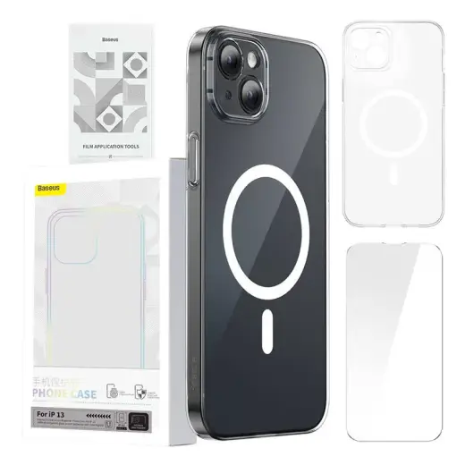 Baseus Crystal Clear aizsargstikls telefonam iPhone 13 caurspīdīgs ar tīrīšanas komplektu