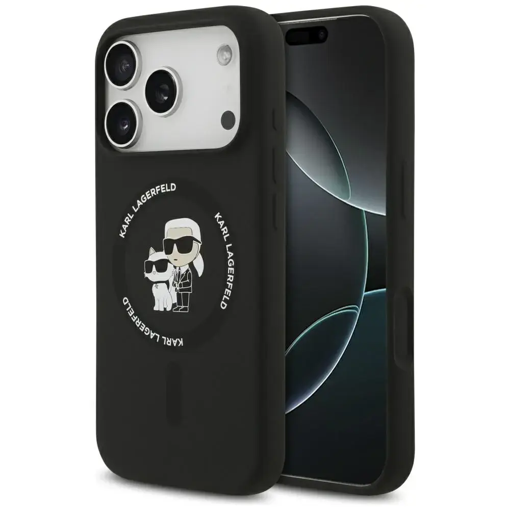 Karl Lagerfeld Karl&Choupette Ring phone case with MagSafe support for iPhone 17 Pro Max black