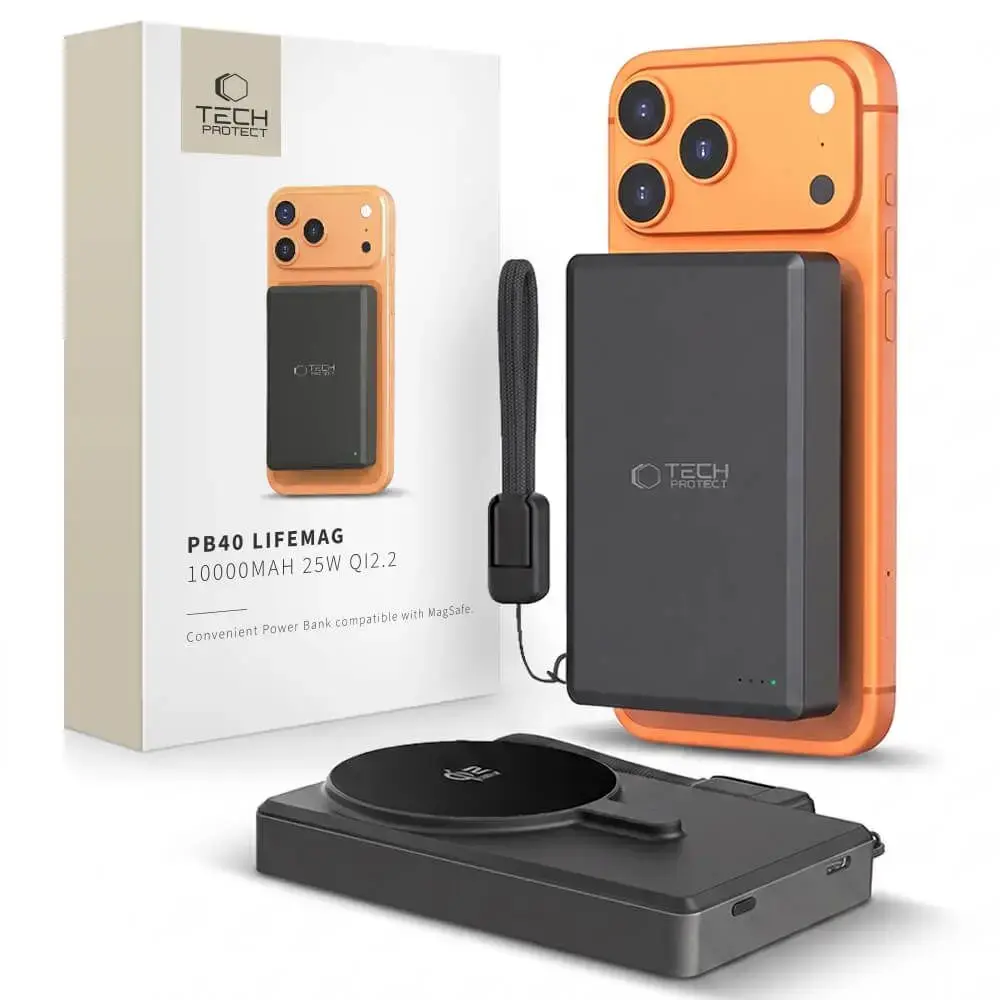 Tech-Protect PB40 LifeMag väline akupank (powerbank) | 10 000 mAh | 25W | MagSafe | must