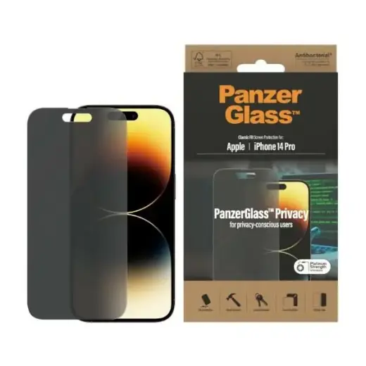 PanzerGlass Classic Fit privaatsuse karastatud klaas telefonile iPhone 14 Pro 6,1" (privaatsusefekt)