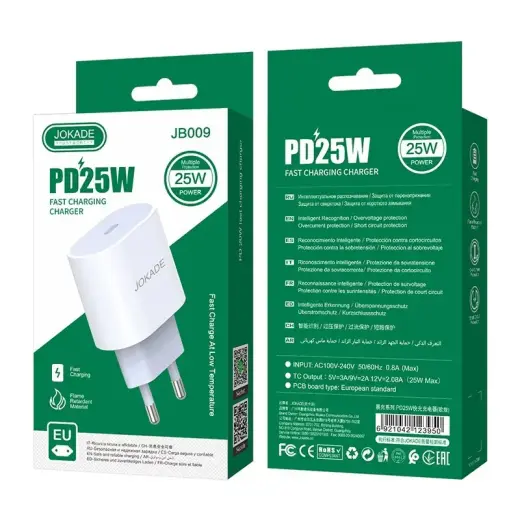 Jokade JB009 reisilaadija | 25W | PD | USB-C | valge