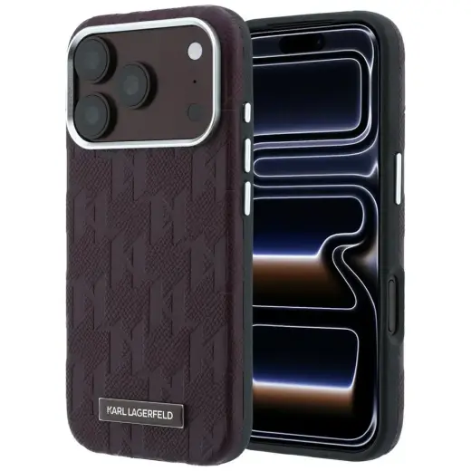 Karl Lagerfeld Grained Mono Resin Logo чехол с поддержкой MagSafe для телефона iPhone 17 Pro Max | iPhone 18 Pro Max красный