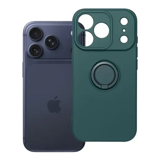Silicone ring telefono dėklas su stovu iPhone 17 Pro | iPhone 18 Pro žalias