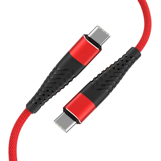 Fusion Accessories Fishbone datu pārraides un uzlādes vads | USB-C uz USB-C | QC 3.0 | 65W | 1.5m | sarkans