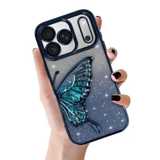 Tel Protect Butterfly Water telefono dėklas iPhone 17 Pro Max mėlynas