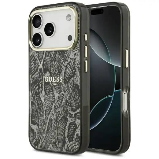 Guess Python Pattern MagSafe Case for iPhone 17 Pro / 18 Pro - Black