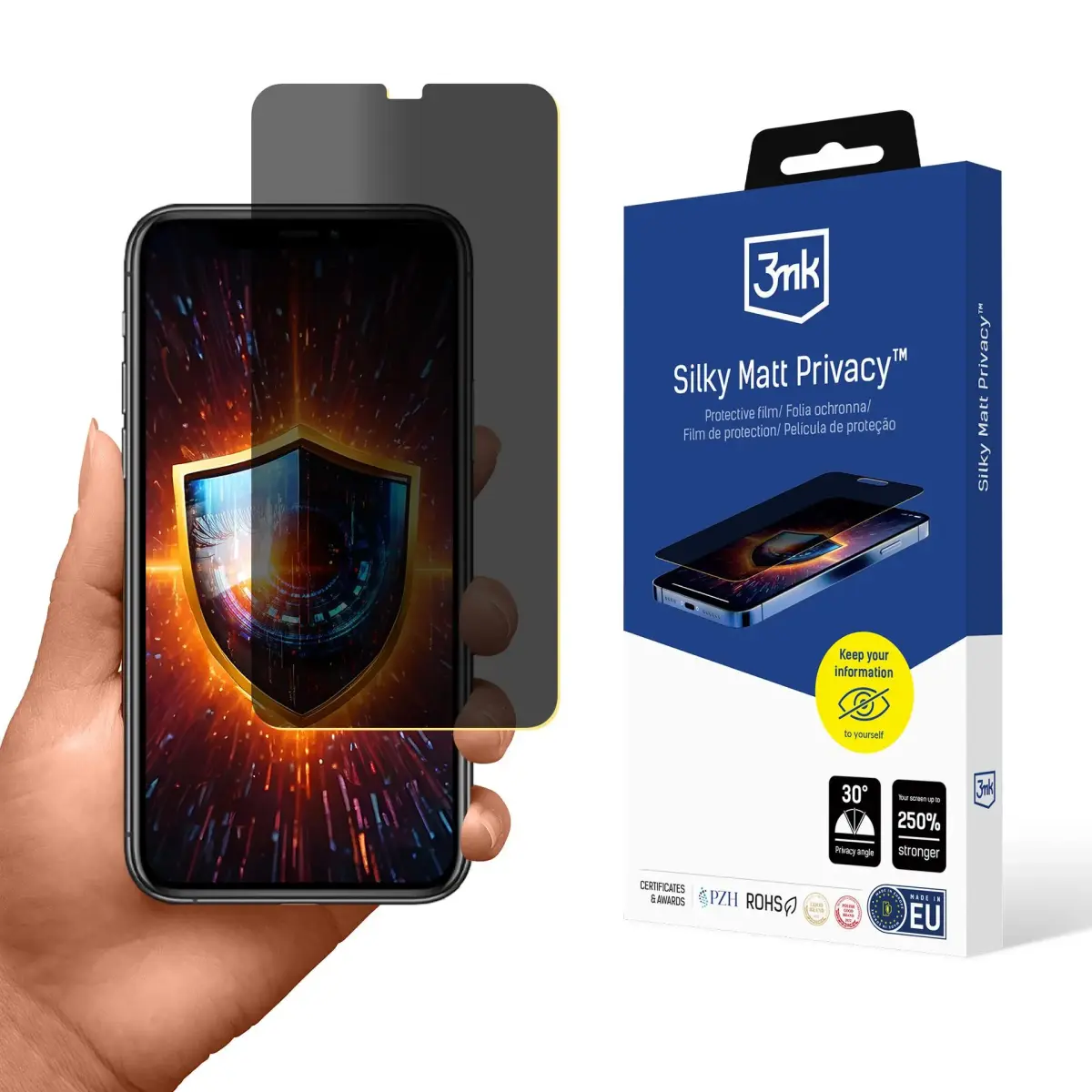 3mk Silky Matt Privacy aizsargplēve telefona ekrānam iPhone 11 Pro Max (privātuma efekts)