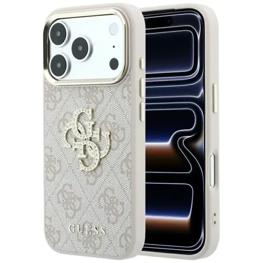 Guess 4G & Big Strass Logo maciņš telefonam iPhone 18 Pro | iPhone 17 Pro rozā