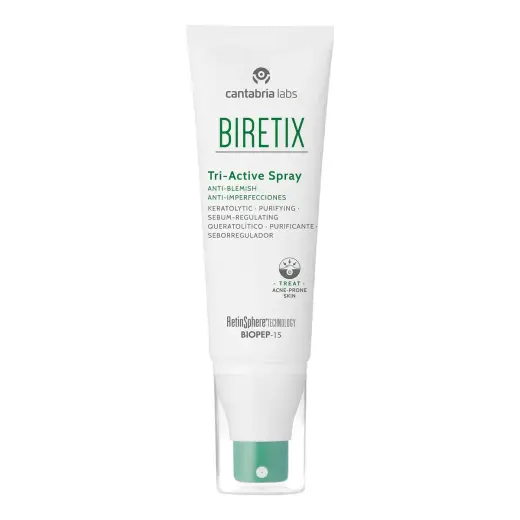 „Cantabria Labs“, „Biretix“, purškalas nuo spuogų, veidui ir kūnui, 100 ml