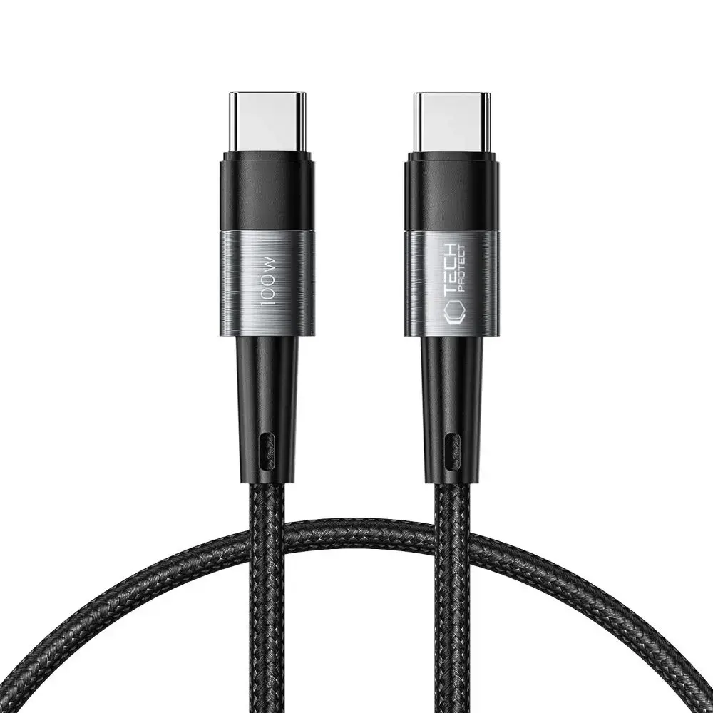 Tech-Protect UltraBoost datu pārraides un uzlādes vads | USB-C uz USB-C | 100W | 0.25m | pelēks