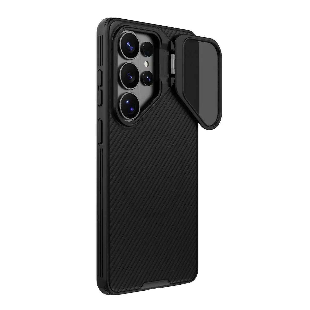 Nillkin CamShield Prop telefono dėklas su stovu Samsung Galaxy S26 Ultra (S948) juodas (su kameros apsauga)