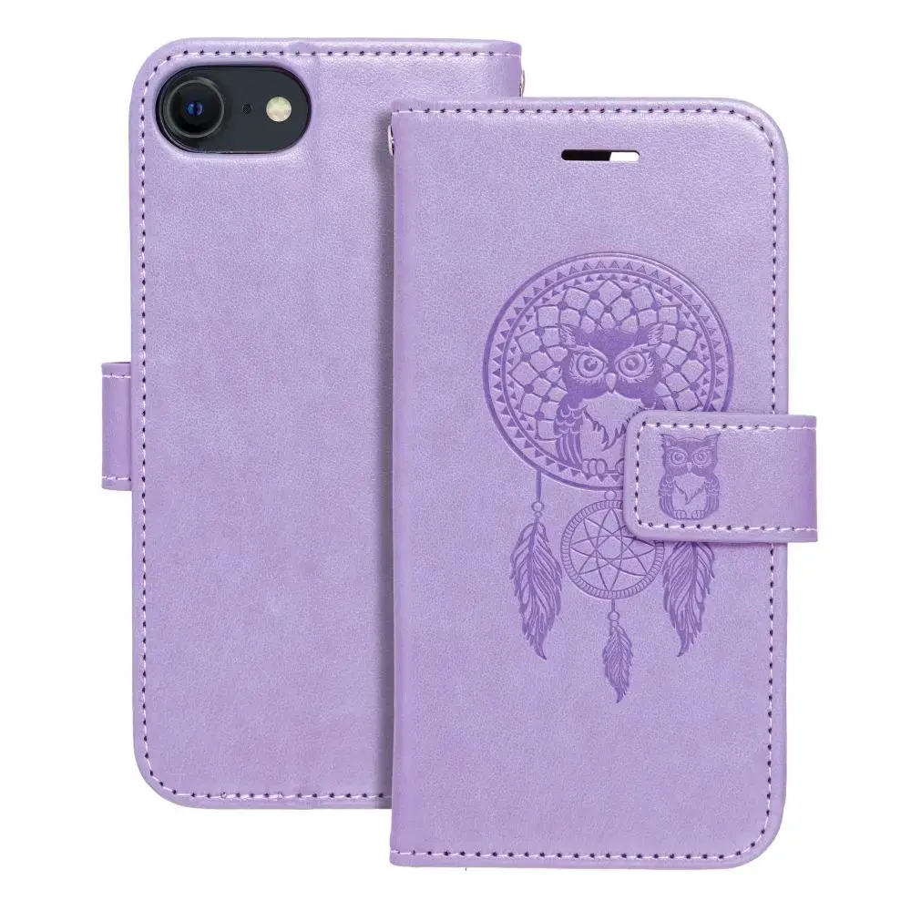 MEZZO dreamcatcher knyginio tipo telefono dėklas iPhone 7 | iPhone 8 | iPhone SE (2020) | iPhone SE (2022) violetinis