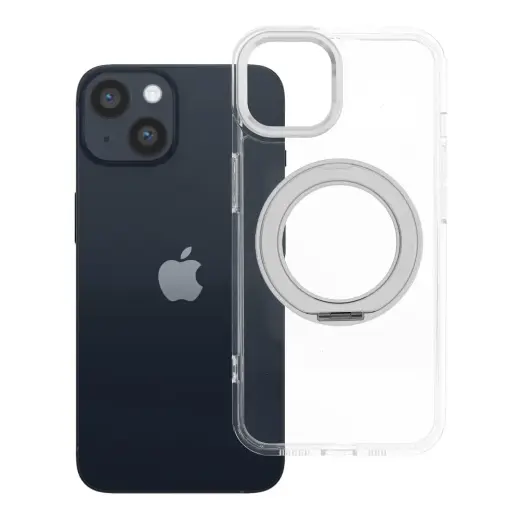 Frame Circle Stand telefono dėklas su stovu ir MagSafe palaikymu iPhone 14 skaidrus