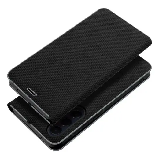 LUNA Book Carbon grāmatveida maciņš telefonam Samsung Galaxy A50 4G (A505) melns