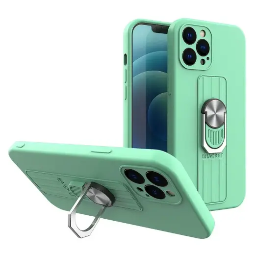 Ring Case silicone telefono dėklas su stovu iPhone 12 mini žalias