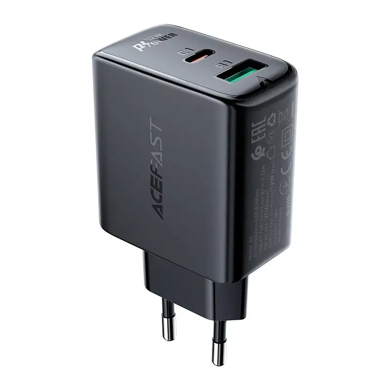 Acefast charger travel charger | 32W | PPS, PD, QC 3.0 | USB-A, USB-C | black