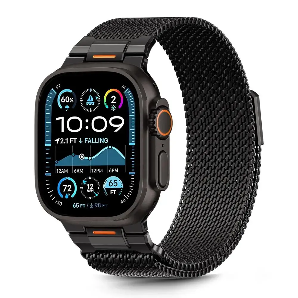Tech-Protect Milano Vanguard nutikella rihm Apple Watch 8/9/10/11/SE/Ultra (44/45/46/49 mm) jaoks | roostevaba teras | must