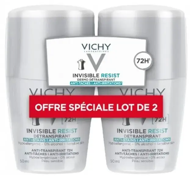 Vichy Invisible Resist Breathable Anti Irritation Deodorant 72h 2x50ml