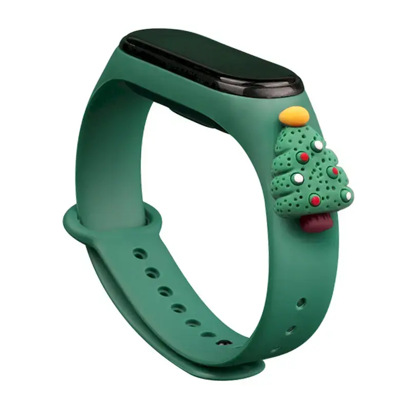 Fusion Accessories Xmas Christmas Tree 2 viedpulksteņa siksniņa priekš Xiaomi Mi Band 3/4 | silikons | zaļa