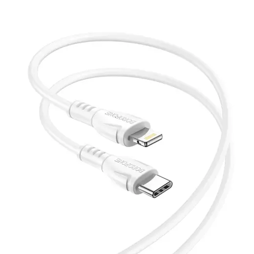 Borofone BX51 datu pārraides un uzlādes vads | USB-C uz Lightning | 12W | 1m | balts