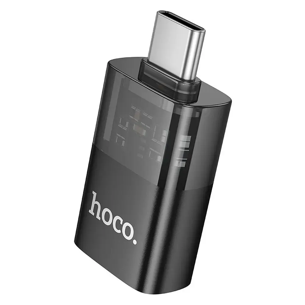 Hoco UA36B adapteris | USB-C į USB 3.0 | skaidrus juodas