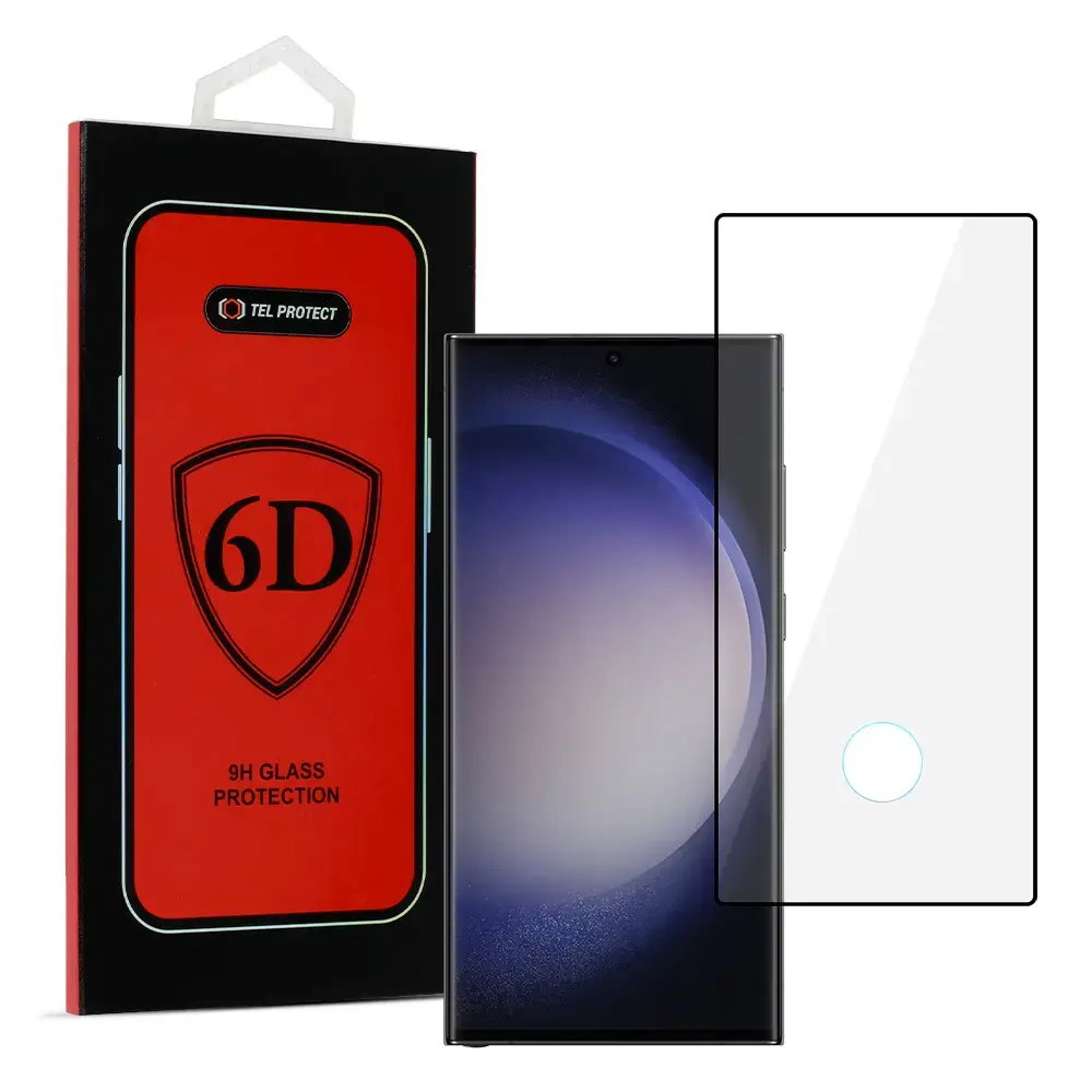 Tel Protect Full Glue 6D aizsargstikls telefona ekrānam Galaxy S23 Ultra (saderīgs ar pirksta nospieduma sensoru)