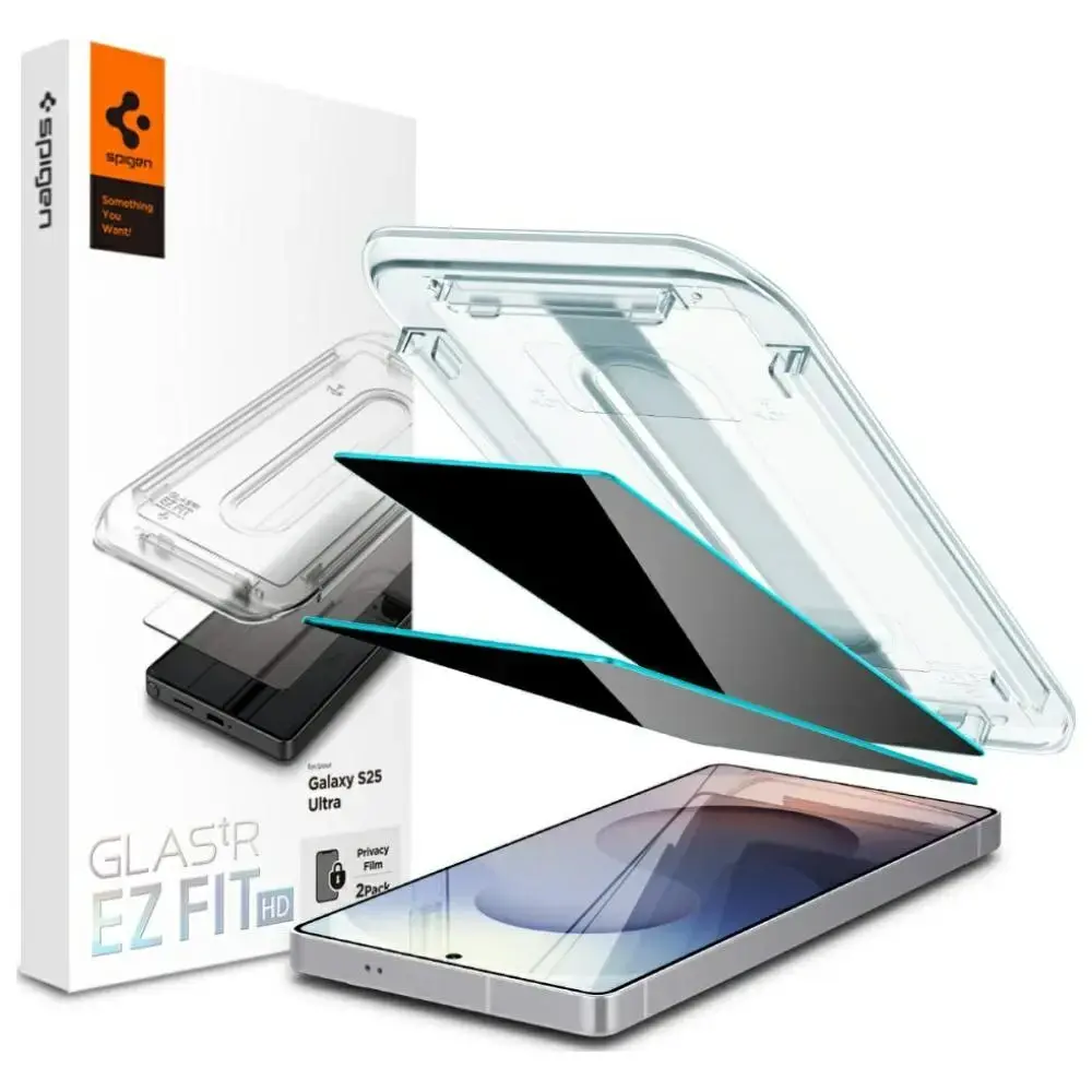 Защитное стекло Spigen Glas.TR EZ FIT HD Privacy для Samsung Galaxy S25 Ultra (S938) (эффект приватности) с аппликатором (2 шт.)