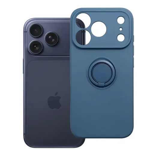 Silicone Ring telefono dėklas su stovu iPhone 17 Pro | iPhone 18 Pro mėlynas