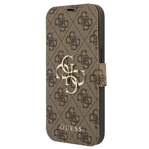 Guess GUBKP13L4GMGBR 4G Big Metal Logo grāmatveida maciņš telefonam iPhone 13 Pro | iPhone 13 brūns