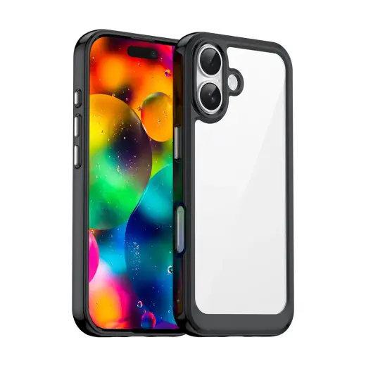 Outer Space maciņš telefonam iPhone 17 melns caurspīdīgs