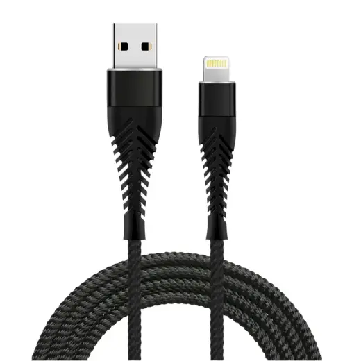 Fusion Fishbone datu pārsūtīšanas un uzlādes kabelis | USB-A uz Lightning | 15 W | 1,5 m | melns