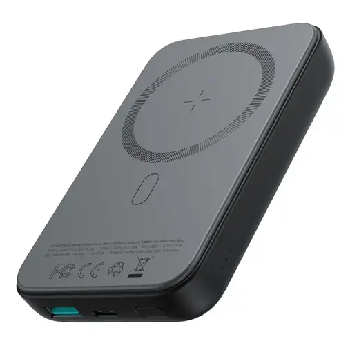 Joyroom JR-W020 pārnēsājamais akumulators | 10 000 mAh | 20 W | PD, QC | USB-C, MagSafe, bezvadu | melns (bojāts iepakojums)